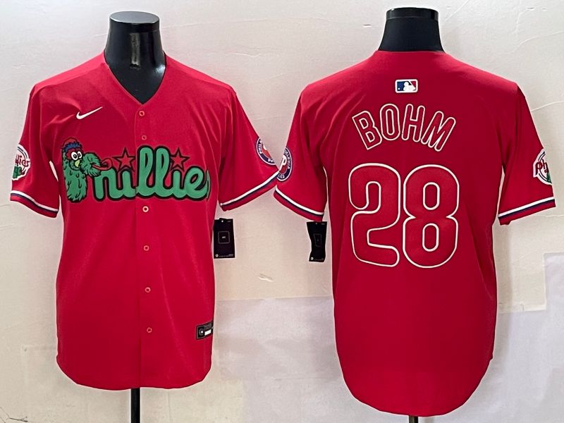 Men Philadelphia Phillies #28 Bohm Red three generations Joint Name 2025 Nike MLB Jersey style 1->philadelphia phillies->MLB Jersey